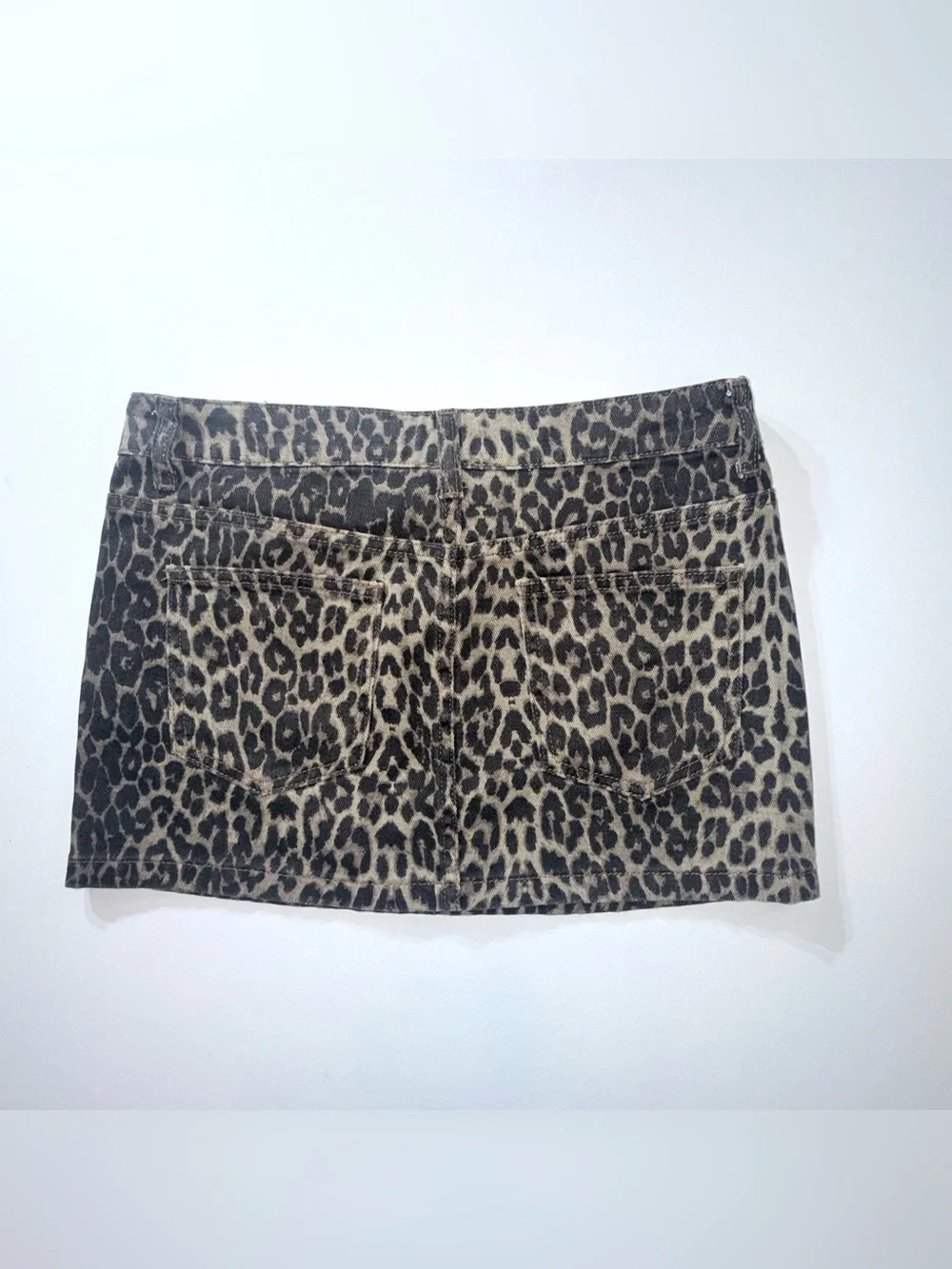 Orange Kiss Leopard Print Denim Mini Skirt Size Small